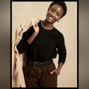 Banana Republic Aire Waffle-Knit Sweater - Black